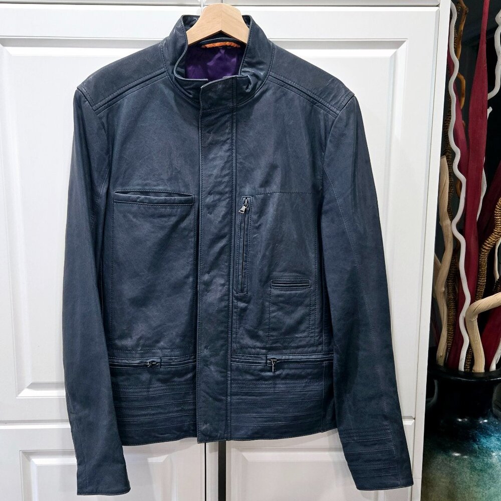 Elie Tahari Leather Biker Jacket